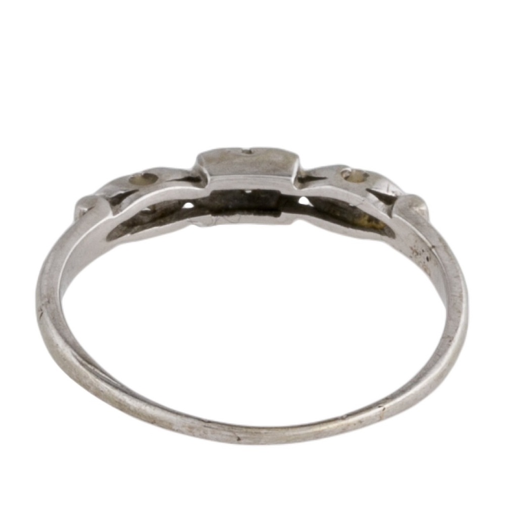 Antique 18K White Gold Diamond Ring Size 6.25 - Picture 9 of 14